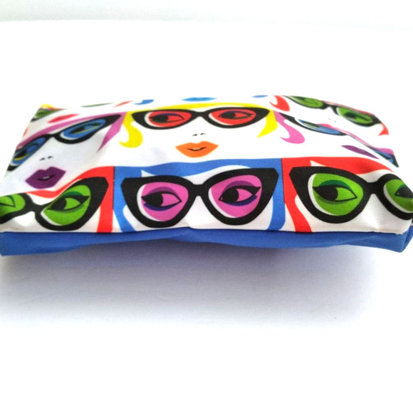 Tiny Graphic Print RETRO Cosmetic Case tiny Makeup Bag BRIGHT BAG IPSY 7 x 4 x 2 - Picture 6 of 7